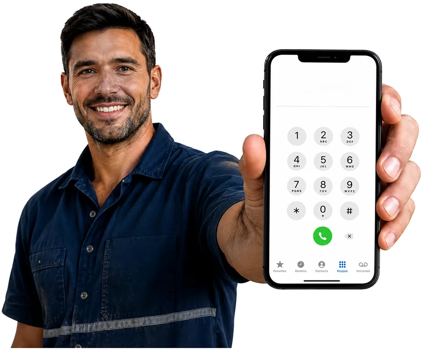 Plumber on the phone taking a Mosman callout