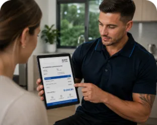 Plumber explaining a service estimate in Mosman